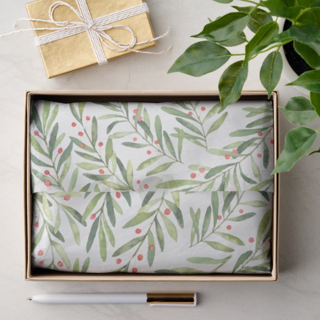 Christmas Branches and Berries Tissue Paper (Gift)
