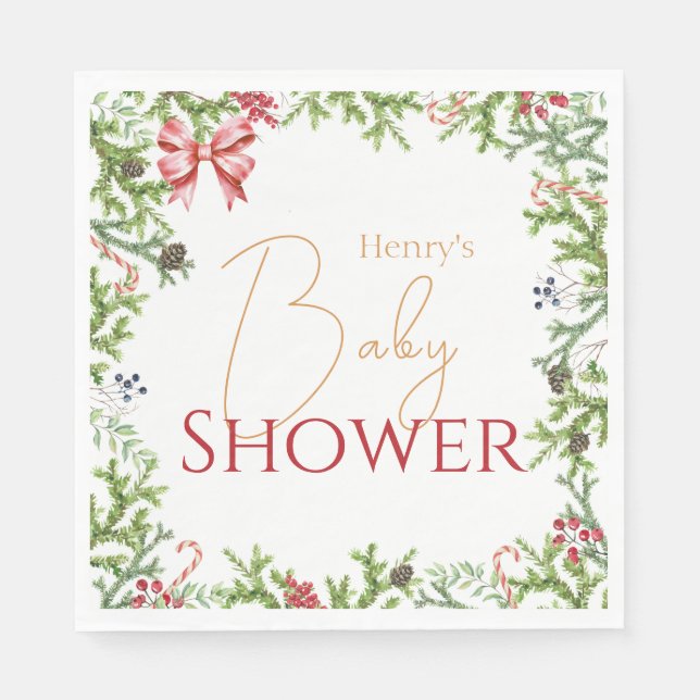 Christmas Branches Baby Shower Gender Neutral  Napkins (Front)