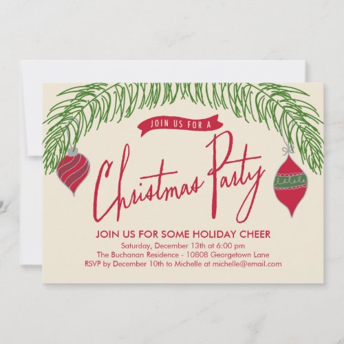 Christmas Branches Christmas Party Invitation
