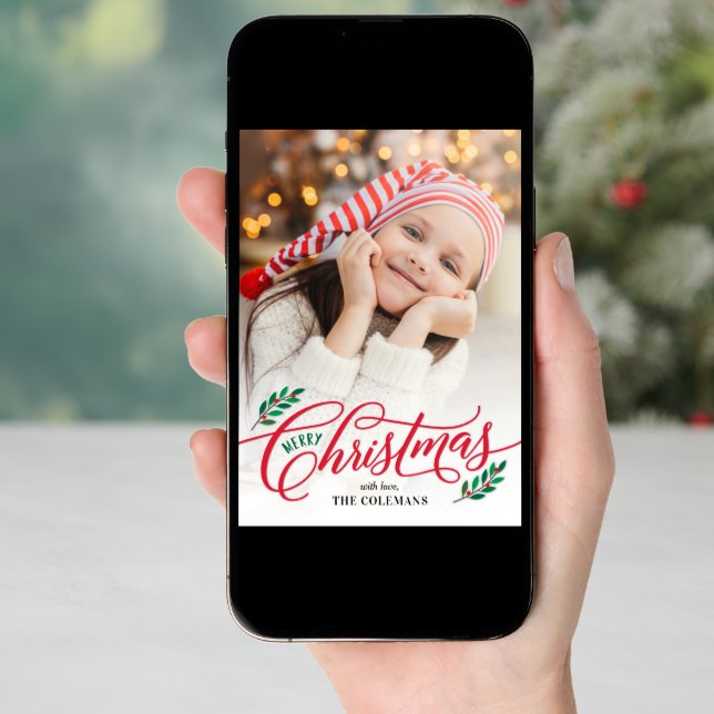 Christmas Branches Holiday Photo Card (Front Digital)