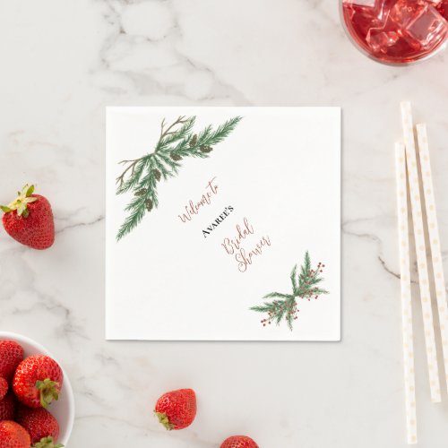 Christmas Branches In Red and Green Napkins