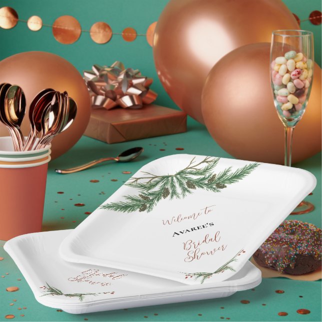 Christmas Branches In Red and Green Paper Plates (Multi)