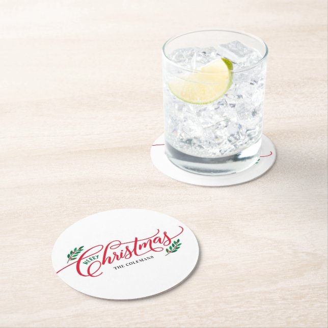Christmas Branches Merry Christmas Party Coasters (Insitu)