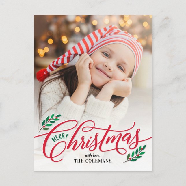 Christmas Branches Merry Christmas Photo Card (Front)