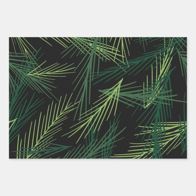 Christmas Branches Pattern Wrapping Paper Sheets (Front)
