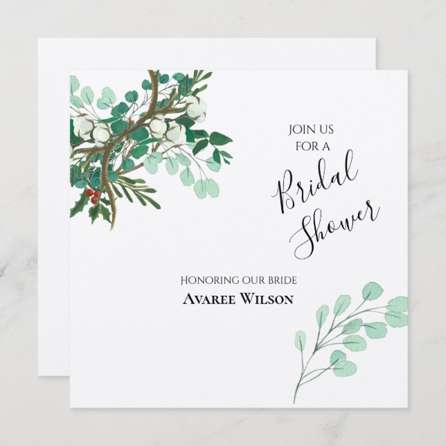 Christmas Branches Red and Green Shower Invitation (Front/Back)