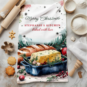 Christmas Bread and Butter Personalized Kitchen Towel
