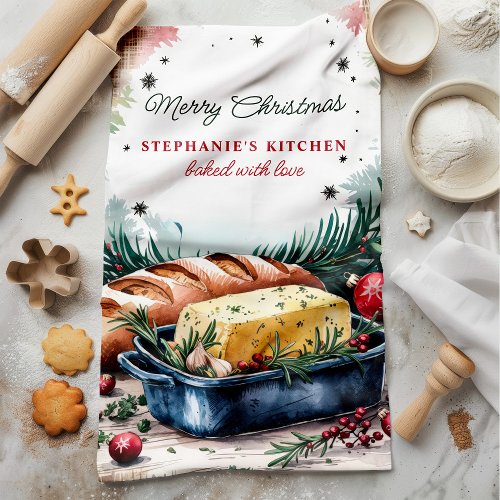 Christmas Bread And Butter Personalized Kitchen Towel