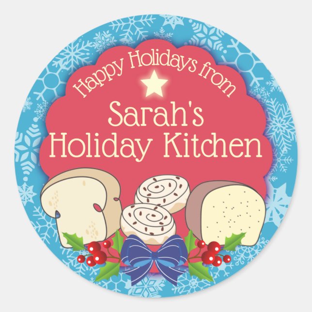 Christmas bread cinnamon roll from the kitchen of  classic round sticker (Front)