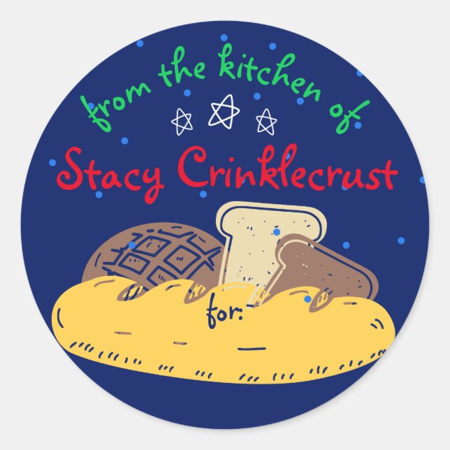 Christmas bread personalized from the kitchen of classic round sticker (Front)