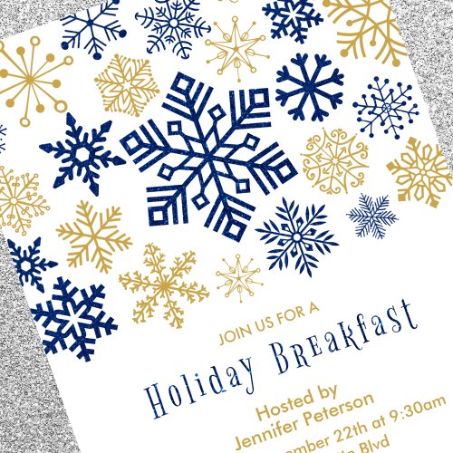 Christmas Breakfast Invitation Chic Snowflakes