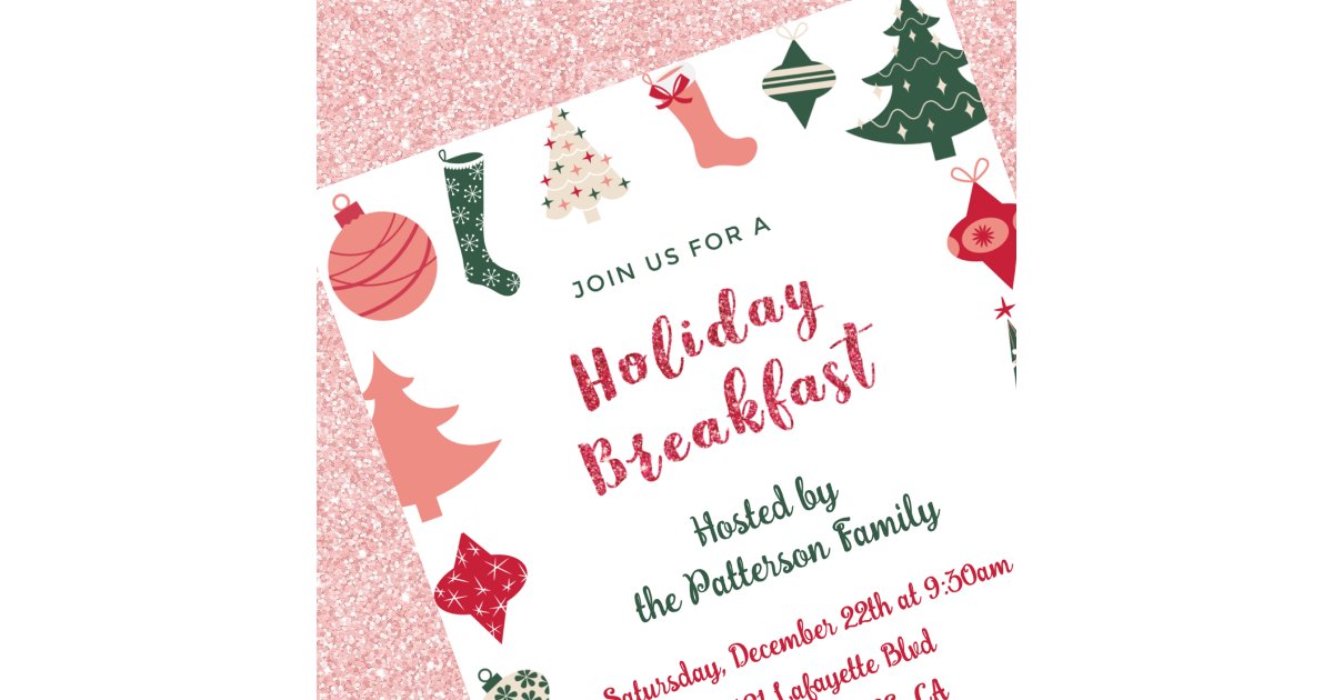 Christmas Breakfast Invitation Christmas Pattern | Zazzle