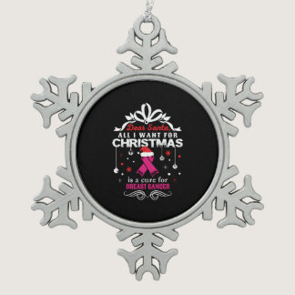 Christmas- Breast Cancer Awareness Shirt Snowflake Pewter Christmas Ornament