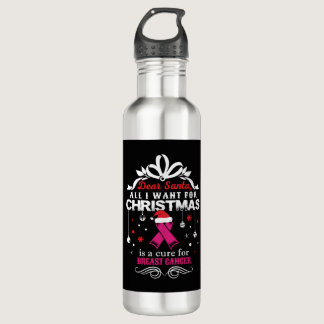 Christmas- Breast Cancer Awareness Shirt Stainless Steel Water Bottle