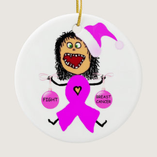 Christmas Breast Cancer Fight Ceramic Ornament