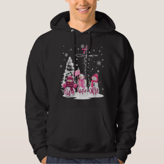 Christmas Breast Cancer Live Love Cure Snowman Chr Hoodie