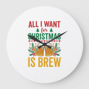 Christmas Brew Holiday Drink Design Large Clock