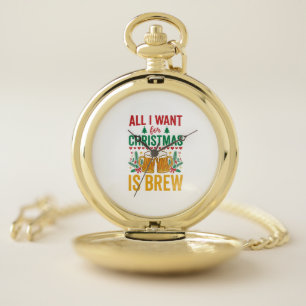 Christmas Brew Holiday Drink Design Pocket Watch