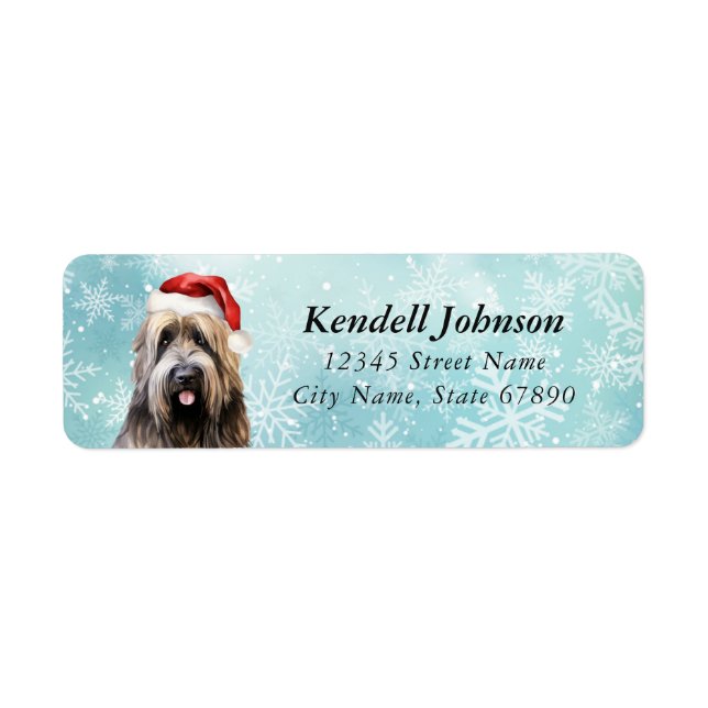 Christmas Briard Dog Return Address Labels (Front)