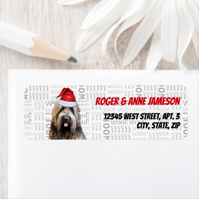 Christmas Briard Shepherd Dog Holiday Address Label (Insitu)