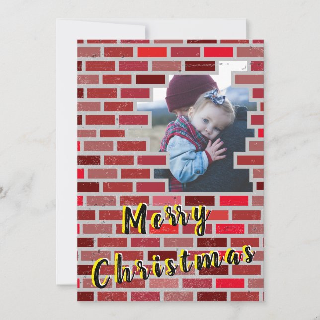 Christmas Bricks Photo Collage Holiday Card (Front)