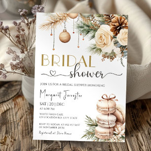 Christmas Bridal Shower Boho Chic Winter Floral Invitation