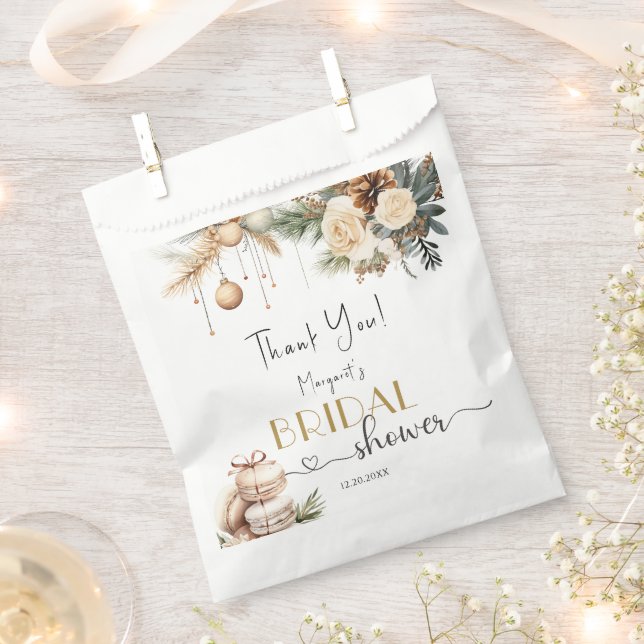 Christmas Bridal Shower Boho Winter Floral Favor Bag (Clipped)
