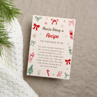 Christmas Bridal Shower Bring A Recipe for Bride Enclosure Card