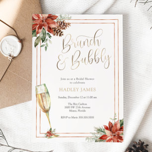 Christmas Bridal Shower Brunch and Bubbly Invitation