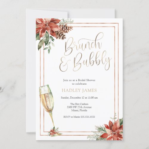 Christmas Bridal Shower Brunch and Bubbly Invitation