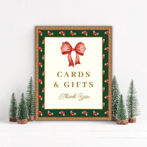 Christmas Bridal Shower Card and Gift Table Sign