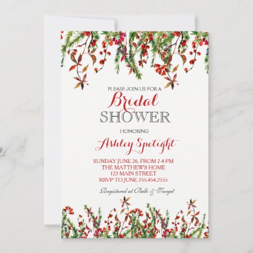 Christmas Bridal Shower Floral Invitation