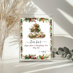 Christmas Bridal Shower Holly Berries Tea party Poster