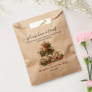 Christmas Bridal Shower holly Tea Time Party  Favor Bag