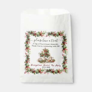 Christmas Bridal Shower holly Tea Time Party  Favor Bag