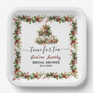 Christmas Bridal Shower holly Tea Time Party  Paper Plates
