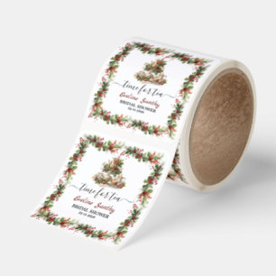 Christmas Bridal Shower holly Tea Time Party  Square Sticker