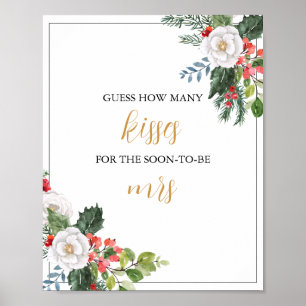 Christmas Bridal Shower how many kisses game Poster
