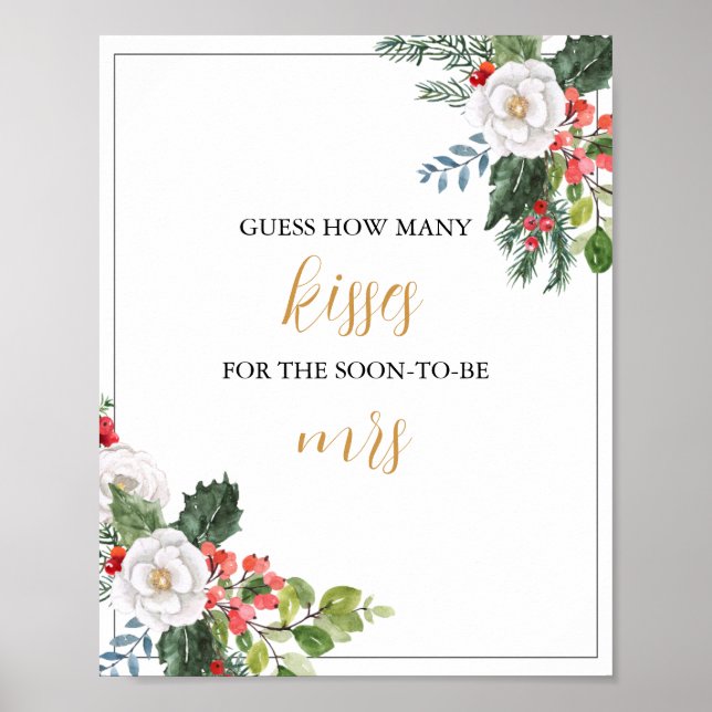 Christmas Bridal Shower how many kisses game  Poster (Front)