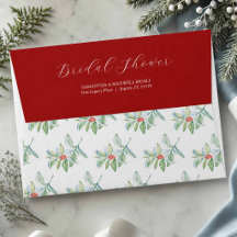 Christmas Bridal Shower Invitation Envelopes