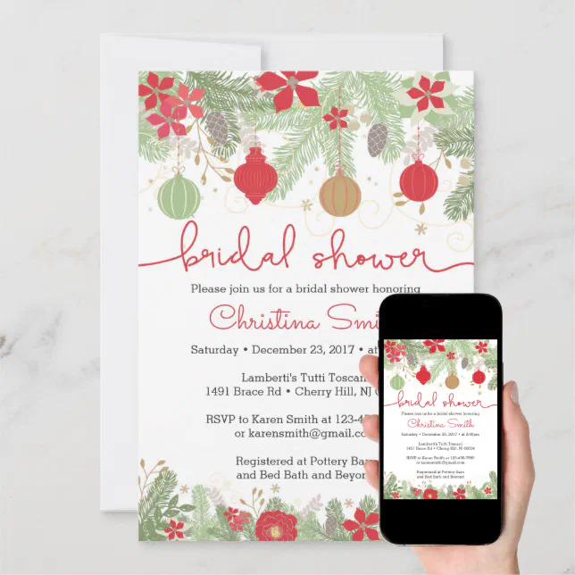 Christmas Bridal Shower Invitations | Zazzle