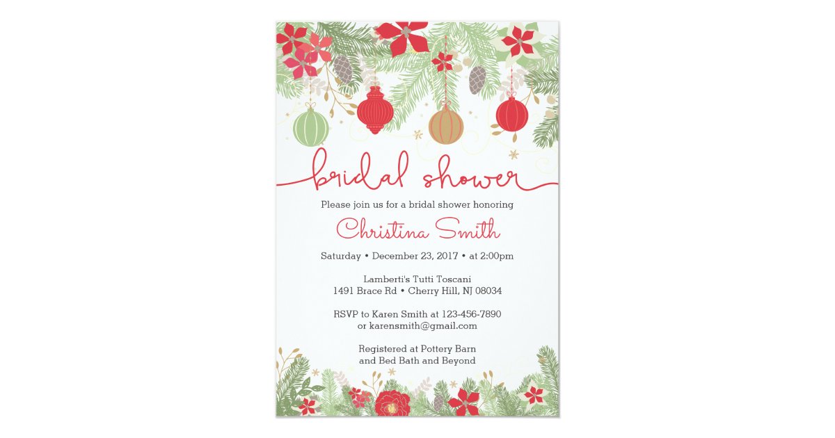 Christmas Bridal Shower Invitations