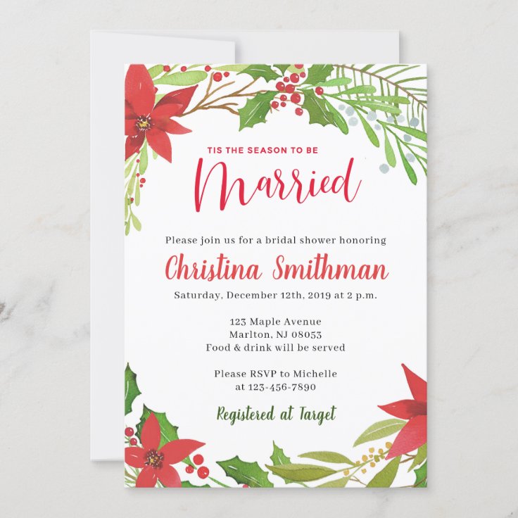 Christmas Bridal Shower Invitations | Zazzle