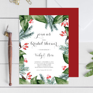 Christmas Bridal Shower Invitations Green & Red