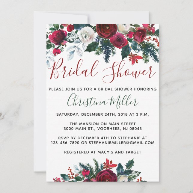 Christmas Bridal Shower Invitations - Holiday (Front)
