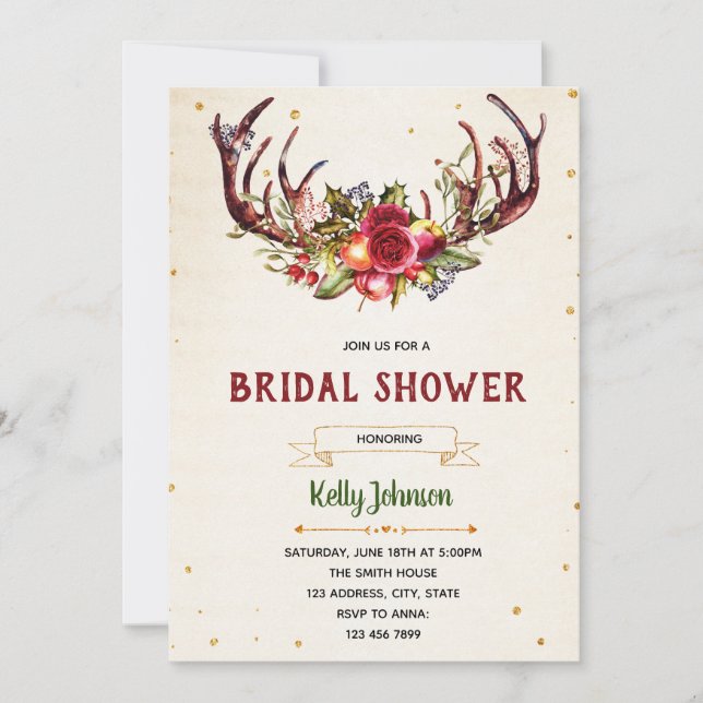 Christmas bridal shower party invitation (Front)