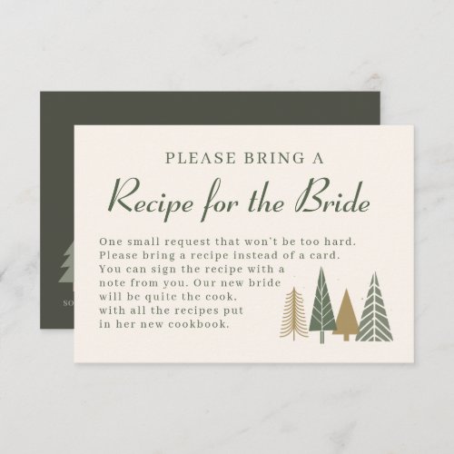 Christmas Bridal Shower Recipe Request Enclosure Card