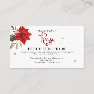 Christmas Bridal Shower Recipe Request Enclosure Card
