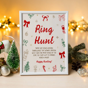 Christmas Bridal Shower Ring Hunt Game Poster