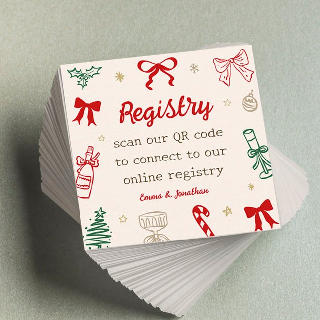 Christmas Bridal Shower Show Registry Qr Code Enclosure Card (Creator Uploaded)
